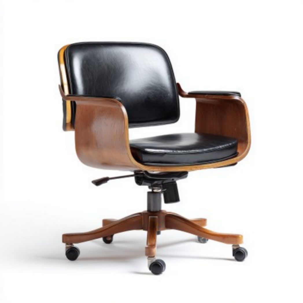 Bureaustoel van hout en leer voor kantoor gebruik - 50 x 50 x 85