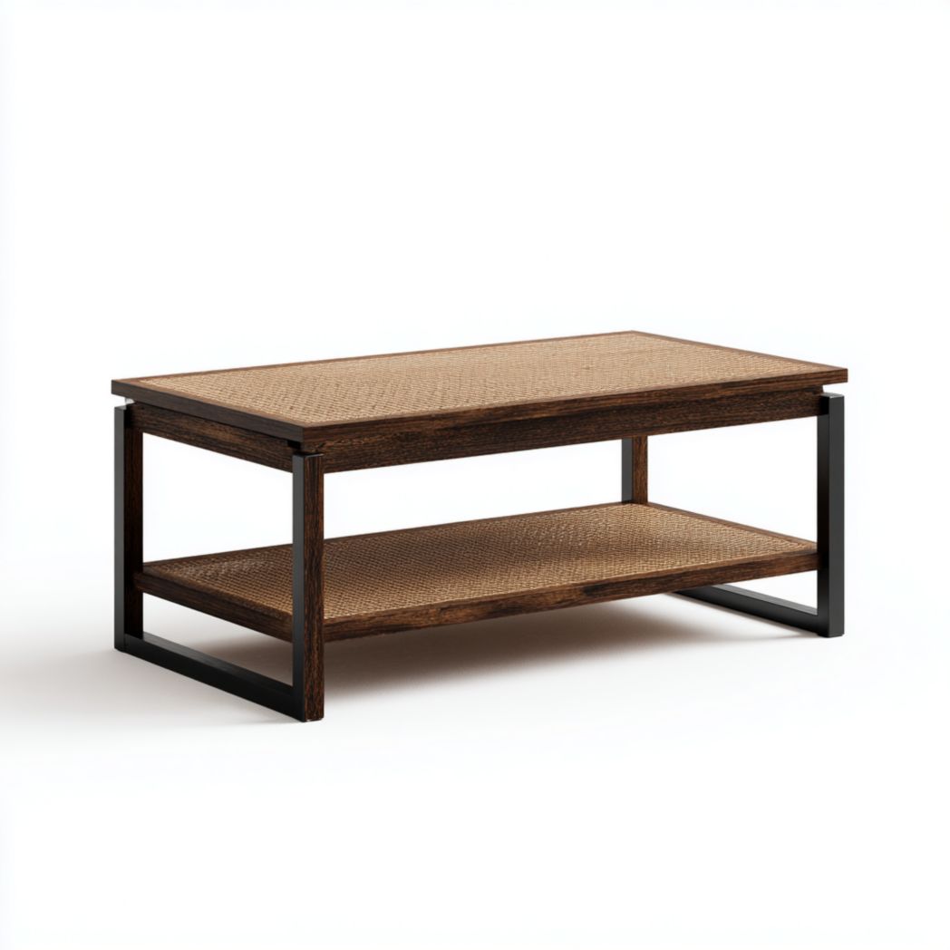 Koffietafel van hout en bamboe voor de woonkamer - 80 x 40 x 45