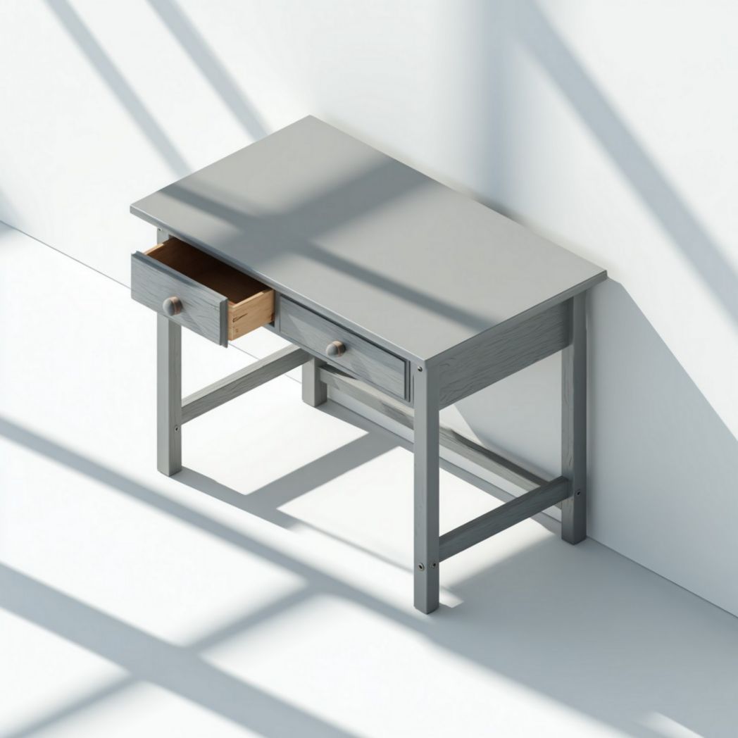 Bureau van grijs hout voor een werkruimte met lade - 120 x 60 x 75