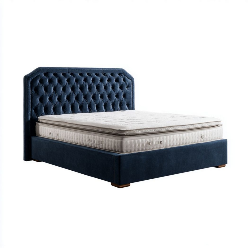 Bed voor volwassenen met gestikte hoofdeinde voor slaapkamer - 200 x 160 x 35