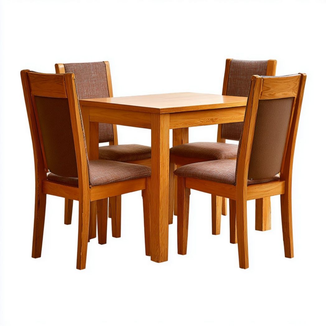 Eettafel van massief hout voor de eetkamer met vier stoelen - 120 x 120 x 75