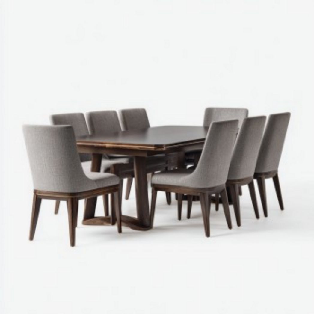 Eettafel van hout voor de eetkamer met negen stoelen - 200 x 100 x 75